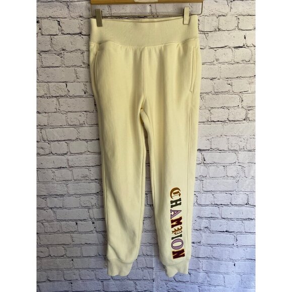 Champion Unisex Reverse Weave Old English Leg Spellout in Cream S - Picture 4 of 5